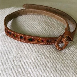 Tan Leather Belt w/ Woven Design (Youth)